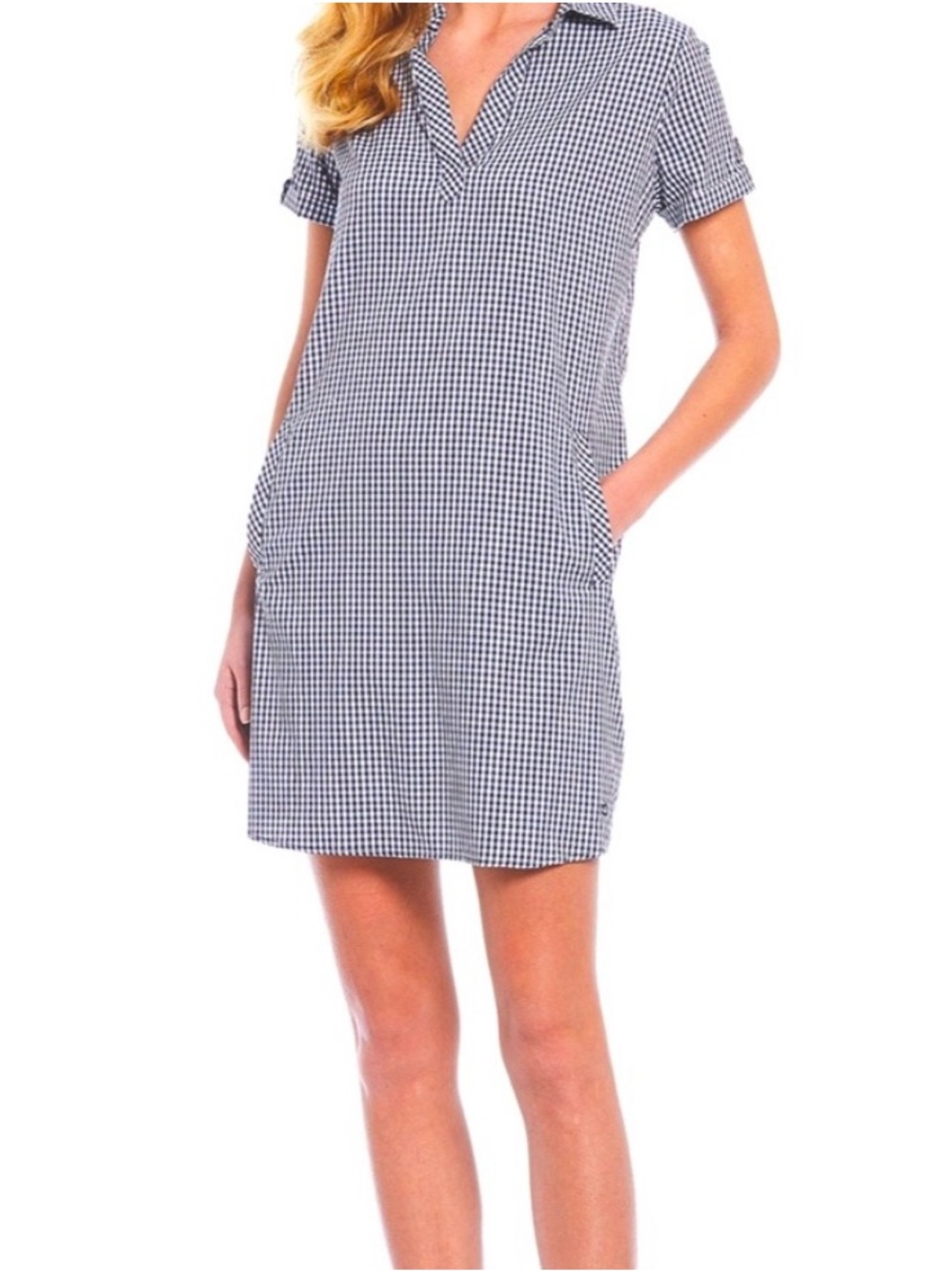 Southern Tide Kamryn Intercoastal Gingham Shirt Dress Navy Large - Picture 16 of 16